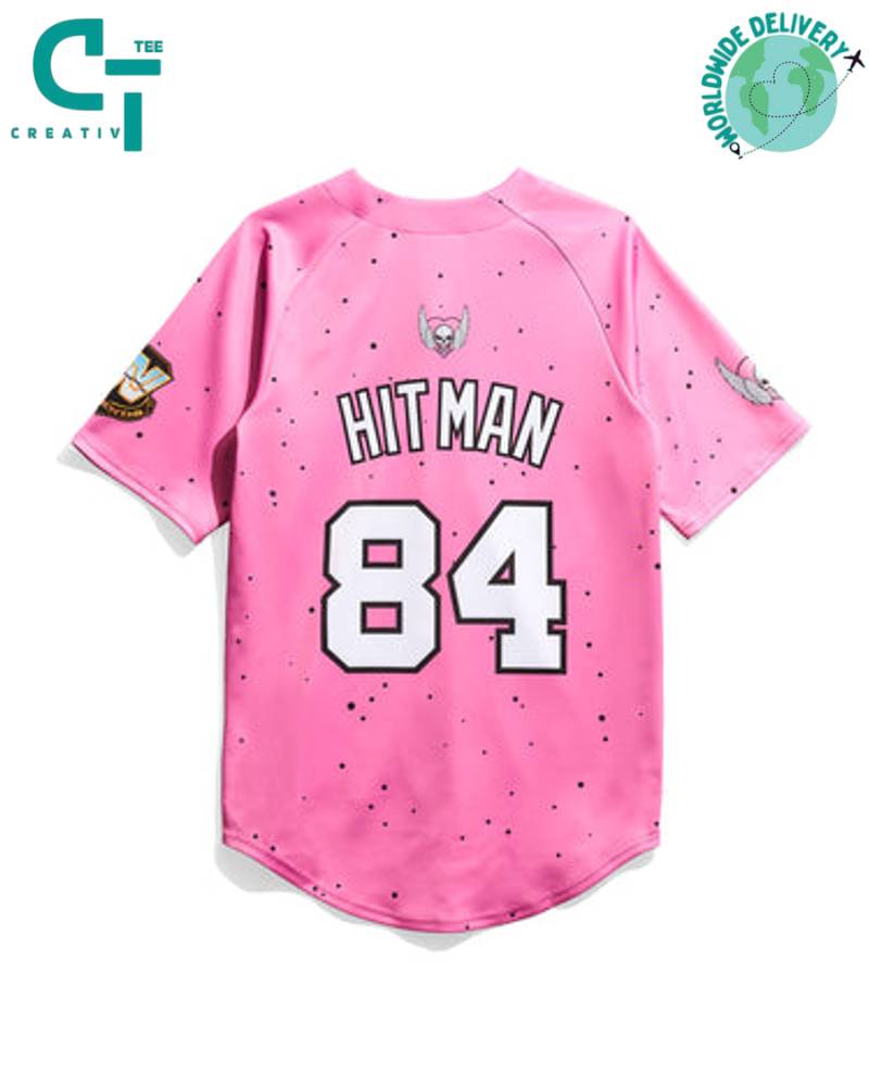 Bret Hart Hitman Wwe Pink Baseball Jersey - Image 2