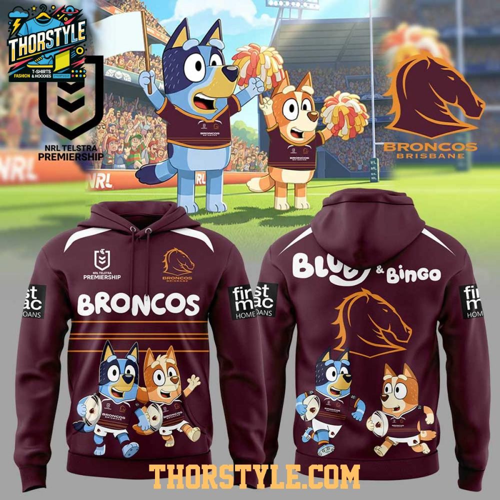 Brisbane Broncos X Bluey And Bingo 2026 Rugby Night Hoodie T-Shirt