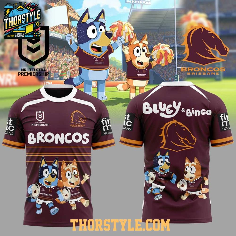 Brisbane Broncos X Bluey And Bingo 2026 Rugby Night Hoodie T-Shirt - Image 2
