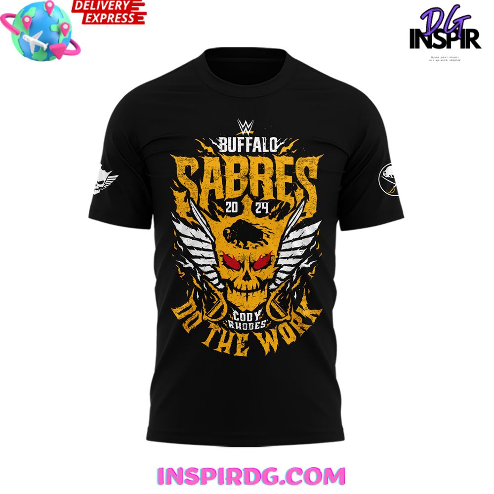 Buffalo Sabres X Cody Rhodes 2024 Black T-Shirt - Image 2