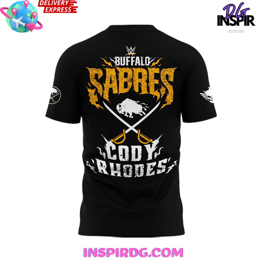 Buffalo Sabres X Cody Rhodes 2024 Black T-Shirt - Image 3