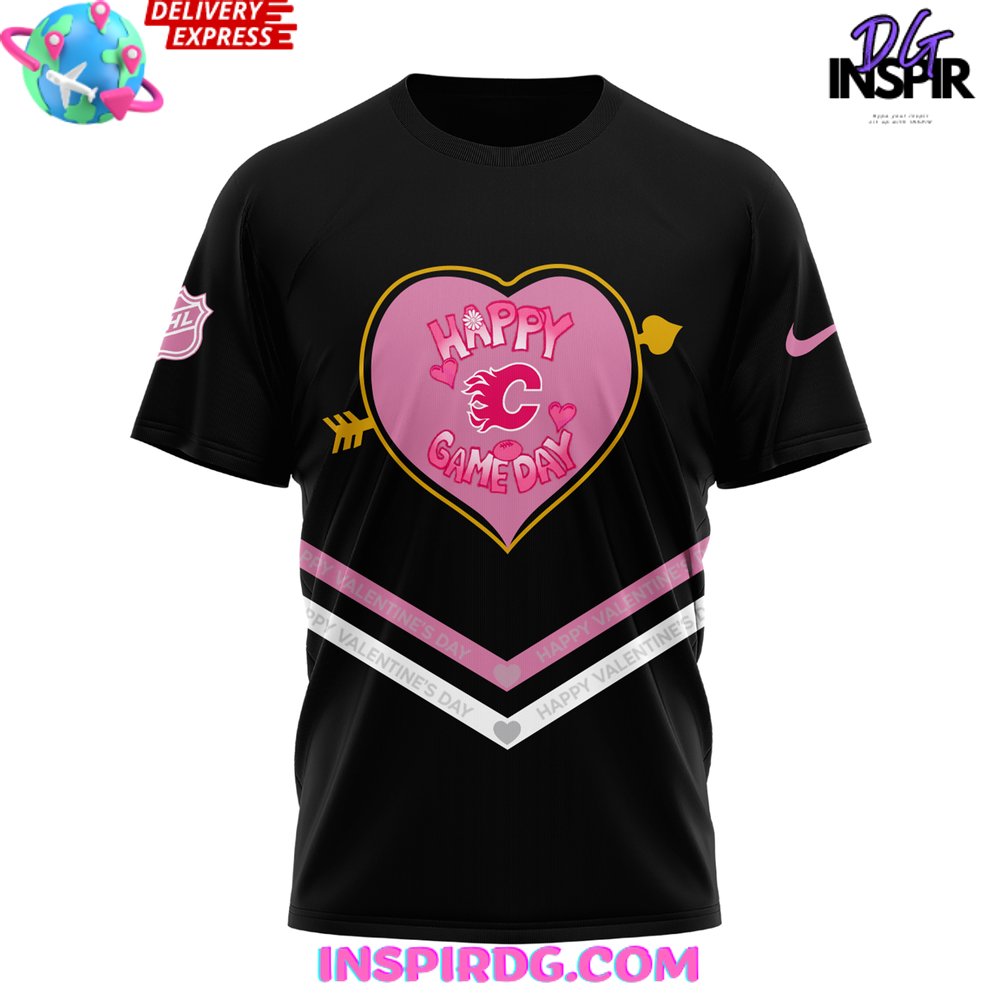 Calgary Flames Happy Valentine 2025 T-Shirt - Image 2