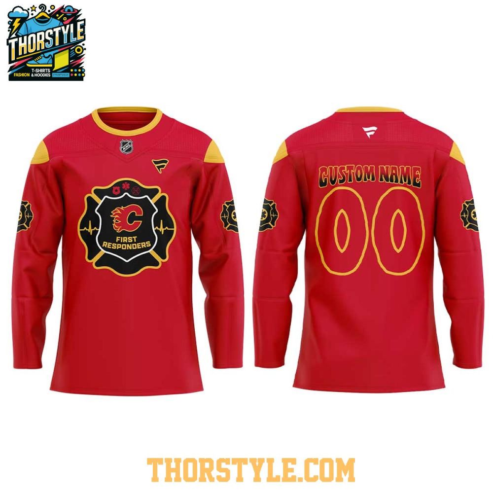 Calgary Flames X First Responders Night 2026 Personalized Hockey Jersey - Image 2