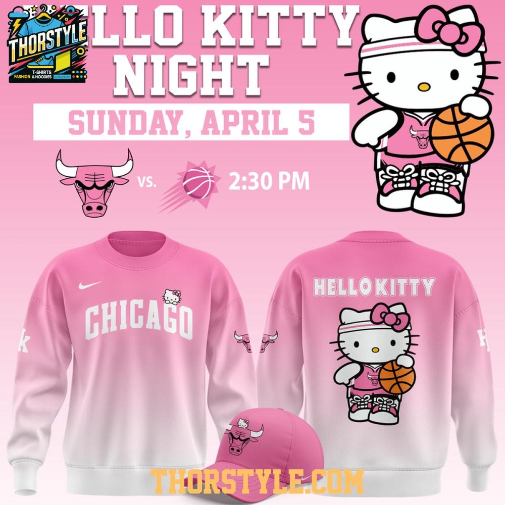 Chicago Bulls Hello Kitty Basketball Night 2026 All Pink Hoodie T-Shirt - Image 2