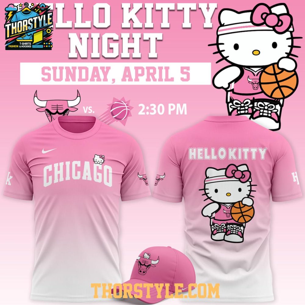 Chicago Bulls Hello Kitty Basketball Night 2026 All Pink Hoodie T-Shirt - Image 3