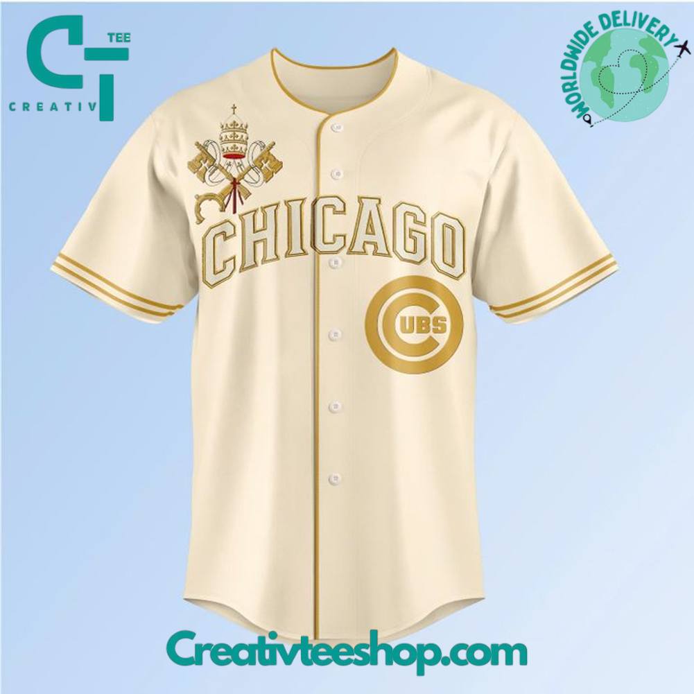 Chicago Cubs Pope Leo Xiv Vantican Logo Baseball Jersey - Image 2