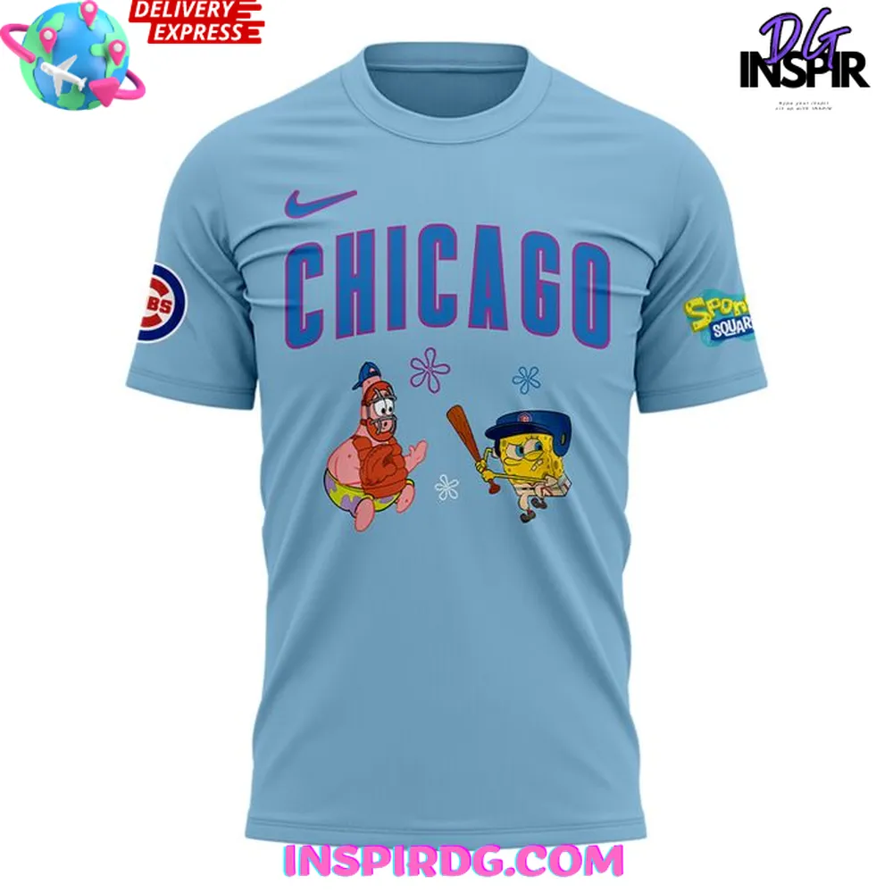 Chicago Cubs Spongebob Squarepants 2025 T-Shirt - Image 2