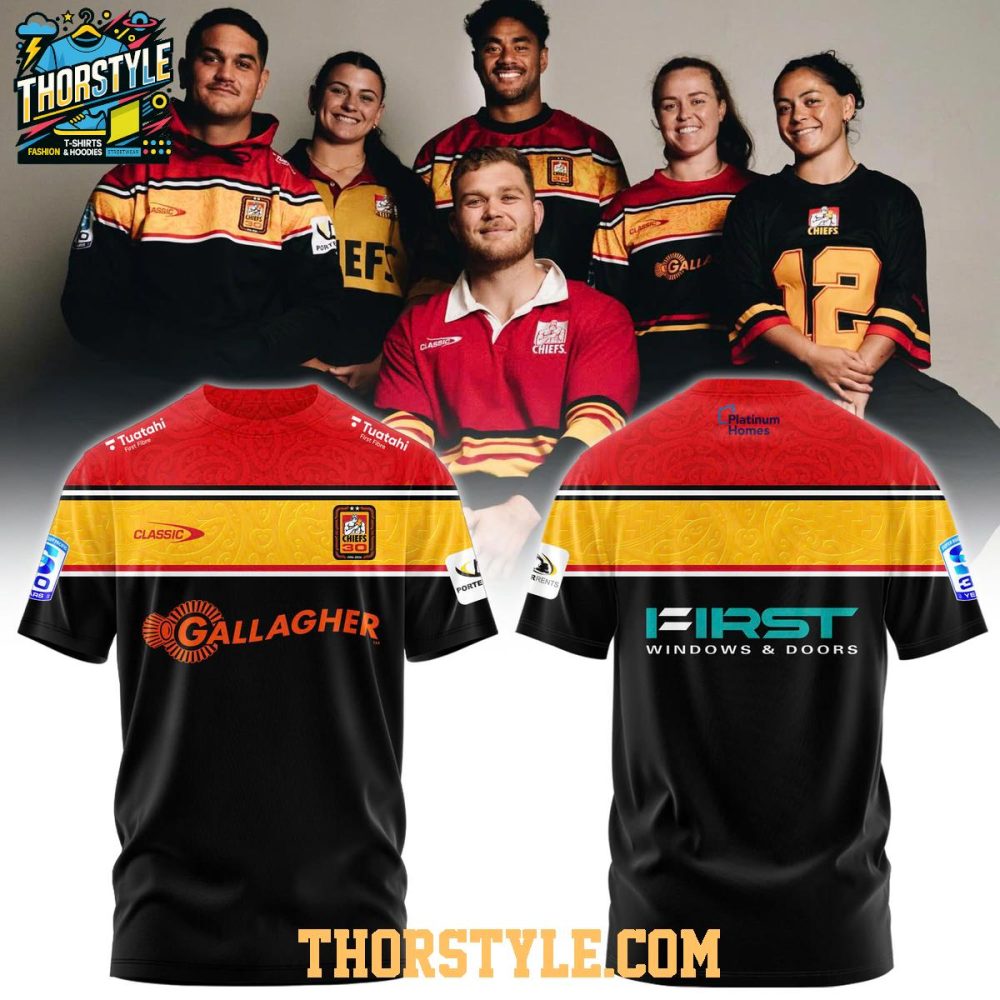 Chiefs Rugby Club 2025 Brand New Logo 30Th Anniversary Hoodie T-Shirt - Image 3