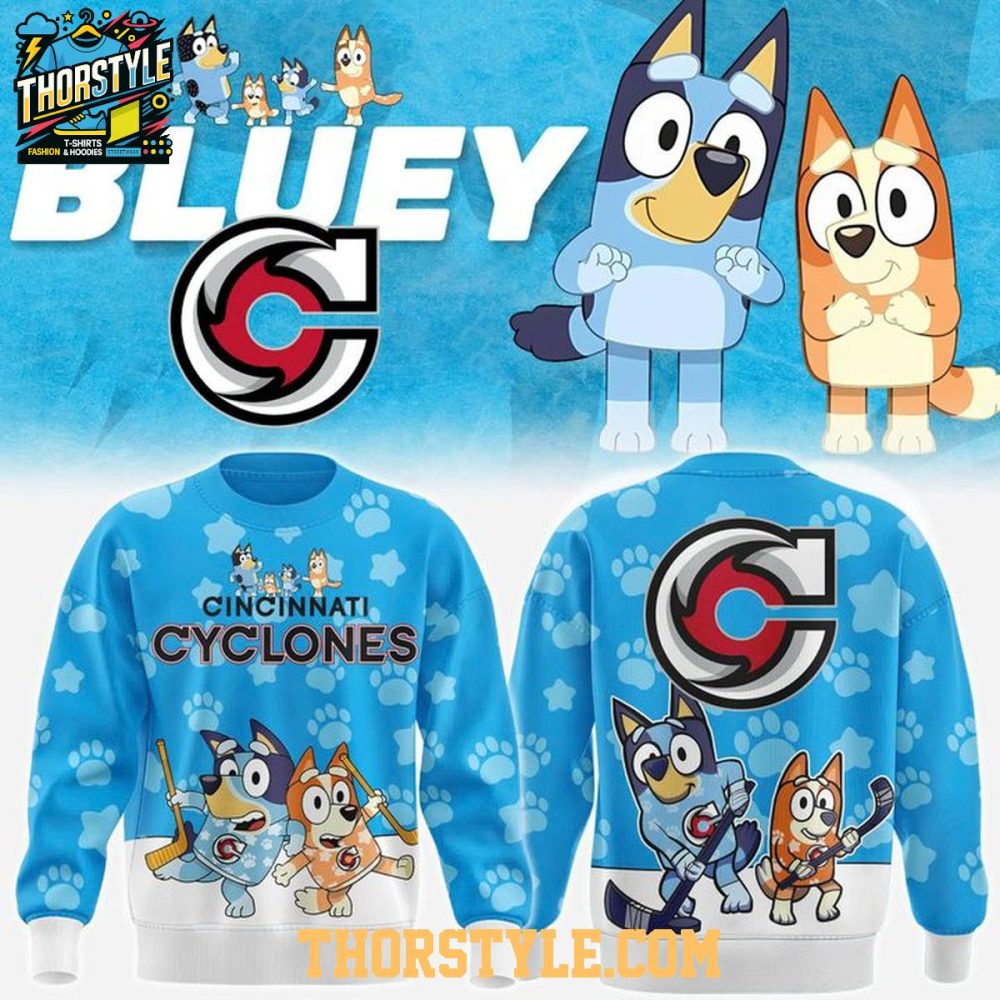 Cincinnati Cyclones Bluey And Bingo Day 2025-2026 Hockey Hoodie T-Shirt - Image 4