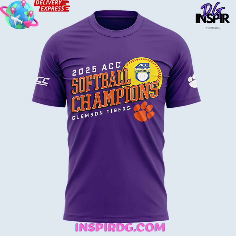 Clemson Tigers 2025 Acc Softball Conference Tournament Champions T-Shirt - Image 2