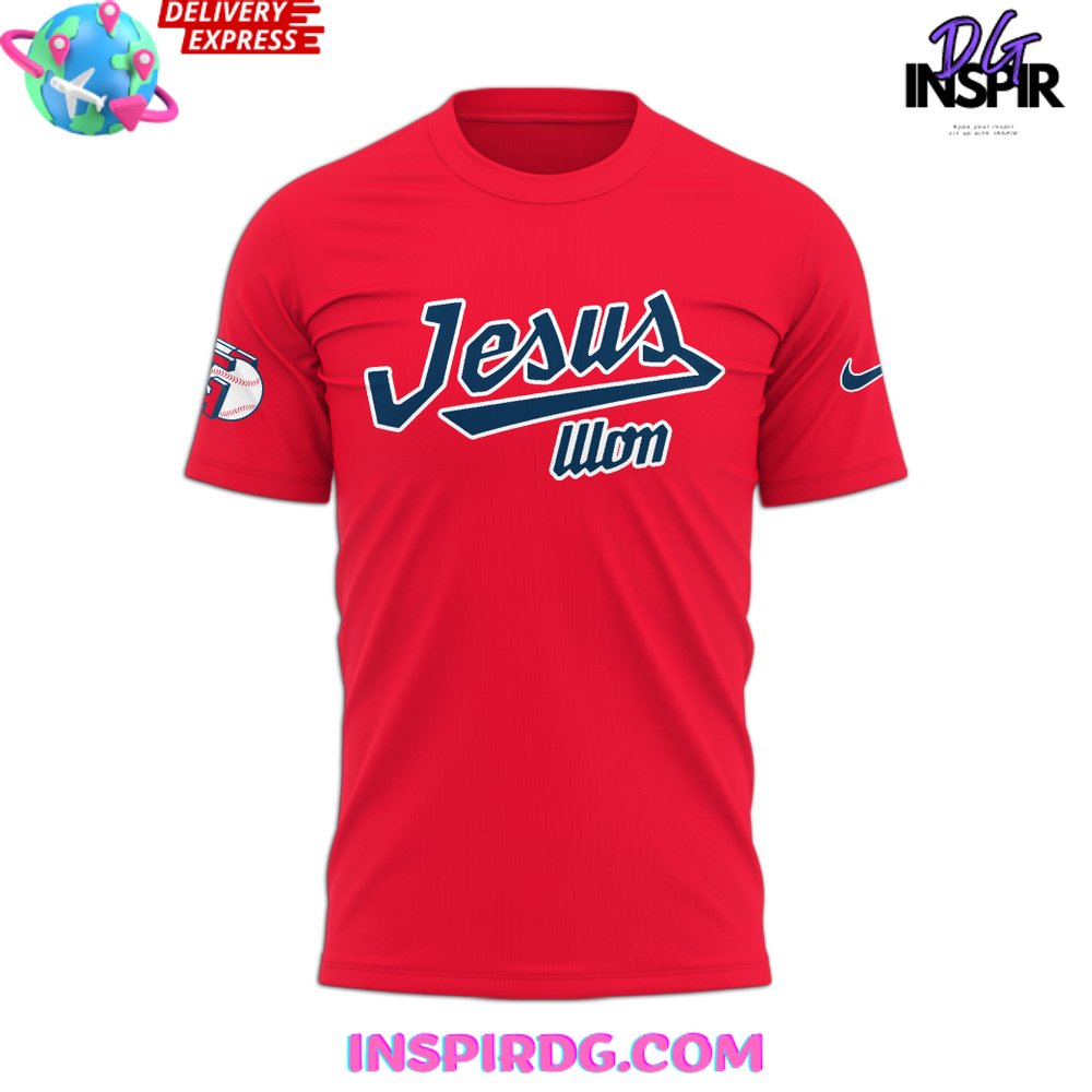 Cleveland Guardians Baseball Jesus Won 2024 Red T-Shirt - Image 2