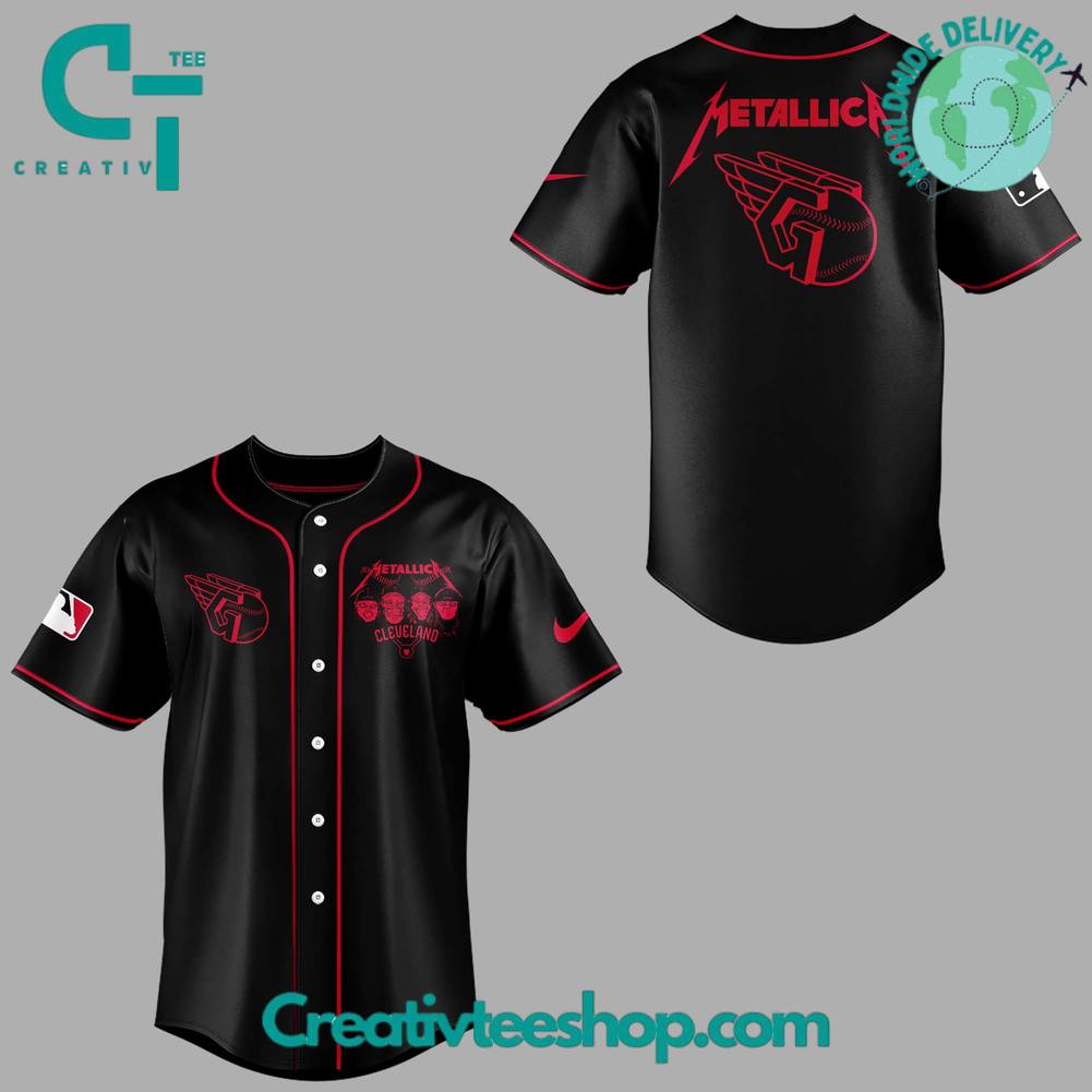 Cleveland Guardians X Metallica Night Special Black Baseball Jersey - Image 2