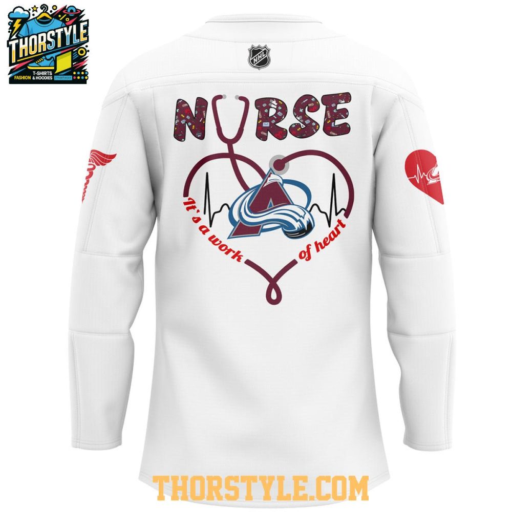 Colorado Avalanche Nurses Appreciation Work Of Heart 2025 Hockey Jersey - Image 3