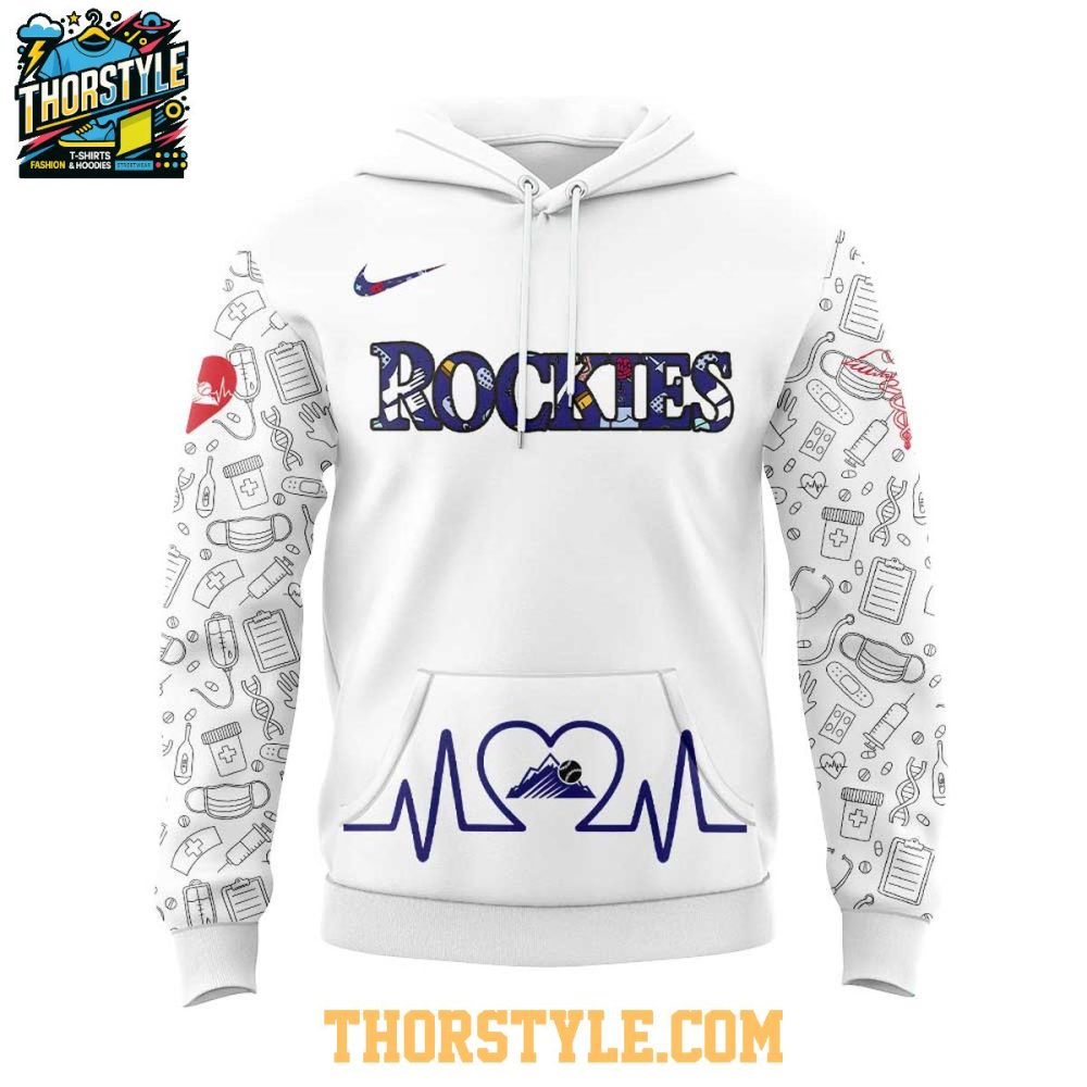 Colorado Rockies Nurses Appreciation Work Of Heart 2025 Hoodie T-Shirt - Image 2