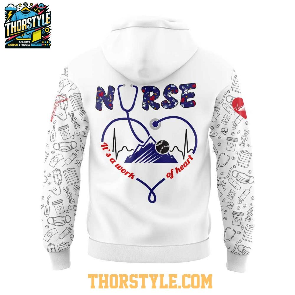 Colorado Rockies Nurses Appreciation Work Of Heart 2025 Hoodie T-Shirt - Image 3