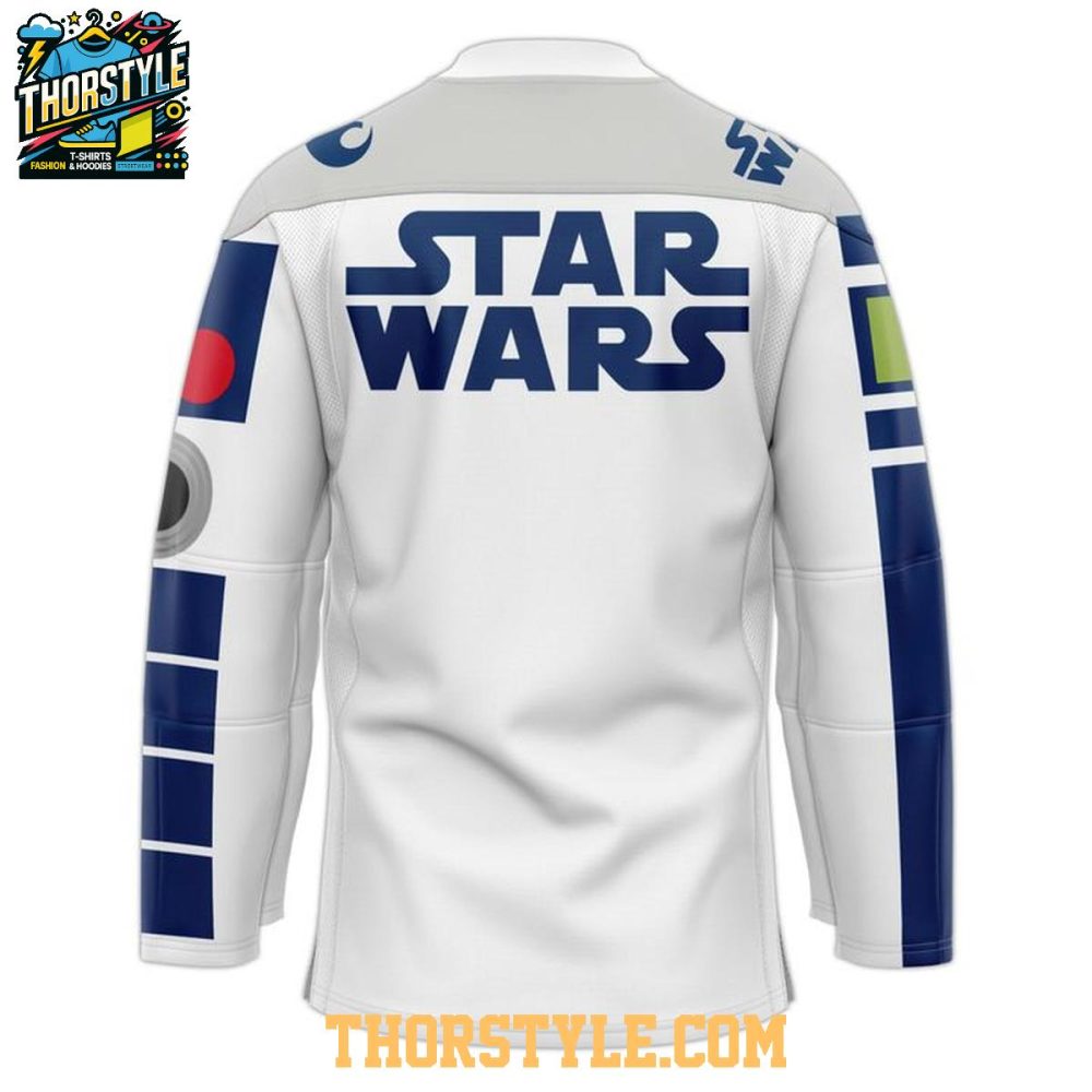 Columbus Blue Jackets R2-D2 Star Wars Night 2026 Personalized Hockey Jersey - Image 3