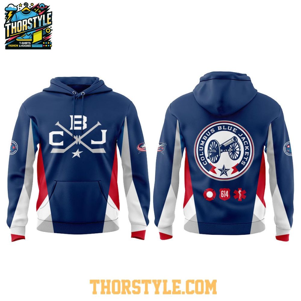 Columbus Blue Jackets X First Responders 2026 Hoodie Shirts - Image 2
