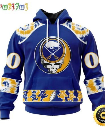 Customized Nhl Buffalo Sabres Hoodie Special Grateful Dead Skull All Over Print 3D Hoodie Unisex Hoodie Tshirt