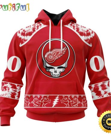 Customized Nhl Detroit Red Wings Hoodie Special Grateful Dead Skull All Over Print 3D Hoodie Unisex Hoodie Tshirt