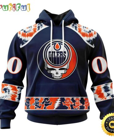 Customized Nhl Edmonton Oilers Hoodie Special Grateful Dead Skull All Over Print 3D Hoodie Unisex Hoodie Tshirt