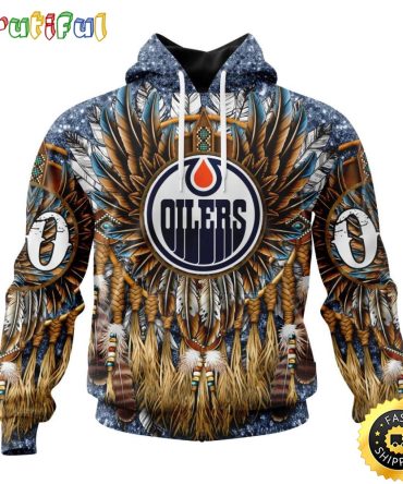 Customized Nhl Edmonton Oilers Hoodie Special Native Costume Design 3D Hoodie Unisex Tshirt Hoodie