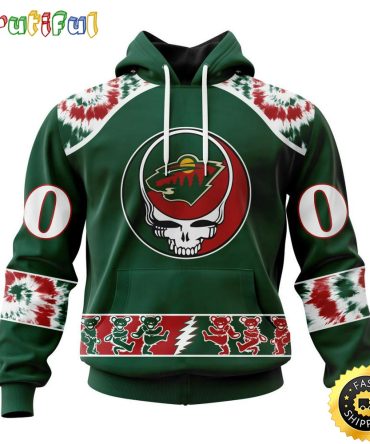 Customized Nhl Minnesota Wild Hoodie Special Grateful Dead Skull All Over Print 3D Hoodie Unisex Hoodie Tshirt