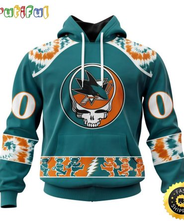 Customized Nhl San Jose Sharks Hoodie Special Grateful Dead Skull All Over Print 3D Hoodie Unisex Hoodie Tshirt