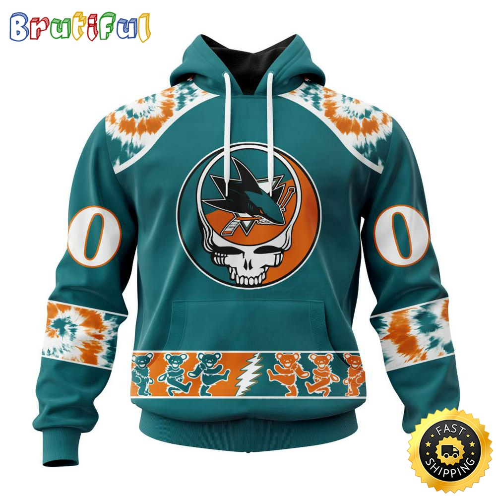 Customized Nhl San Jose Sharks Hoodie Special Grateful Dead Skull All Over Print 3D Hoodie Unisex Hoodie Tshirt