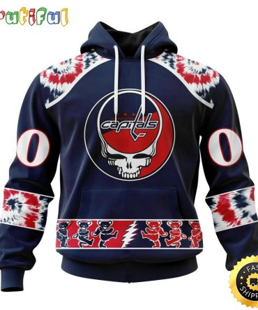 Customized Nhl Washington Capitals Hoodie Special Grateful Dead Skull All Over Print 3D Hoodie Unisex Hoodie Tshirt