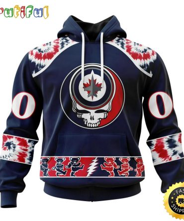 Customized Nhl Winnipeg Jets Hoodie Special Grateful Dead Skull All Over Print 3D Hoodie Unisex Hoodie Tshirt