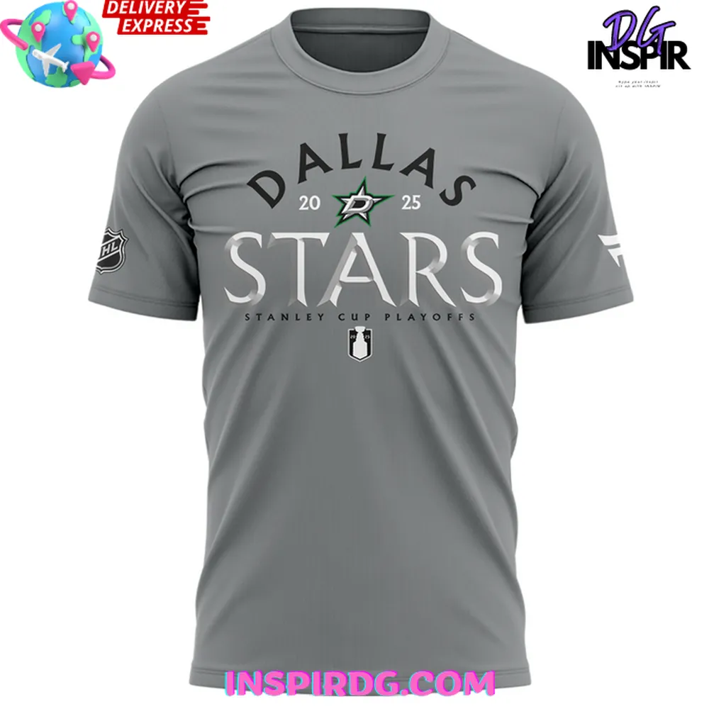 Dallas Stars 2025 Stanley Cup Playoffs Grey T-Shirt - Image 2