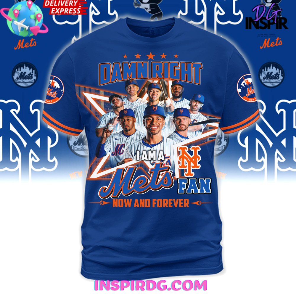 Damn Right New York Mets Fan Forever Premium Shirt - Image 2