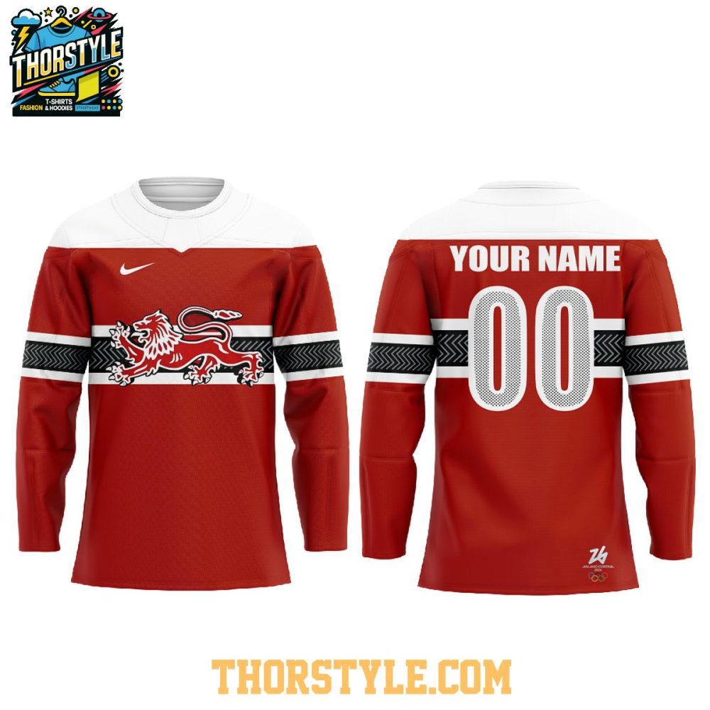 Denmark Team 2026 Olympic Red Lion Heart Personalized Hockey Jersey - Image 2