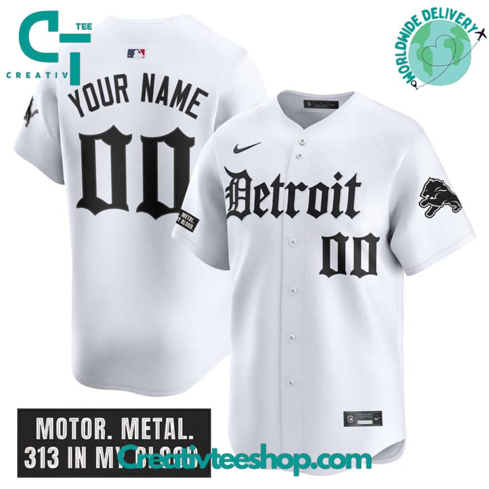 Detroit Lions 'Motor Gothic Edition' Personalized Baseball Jersey - Image 2
