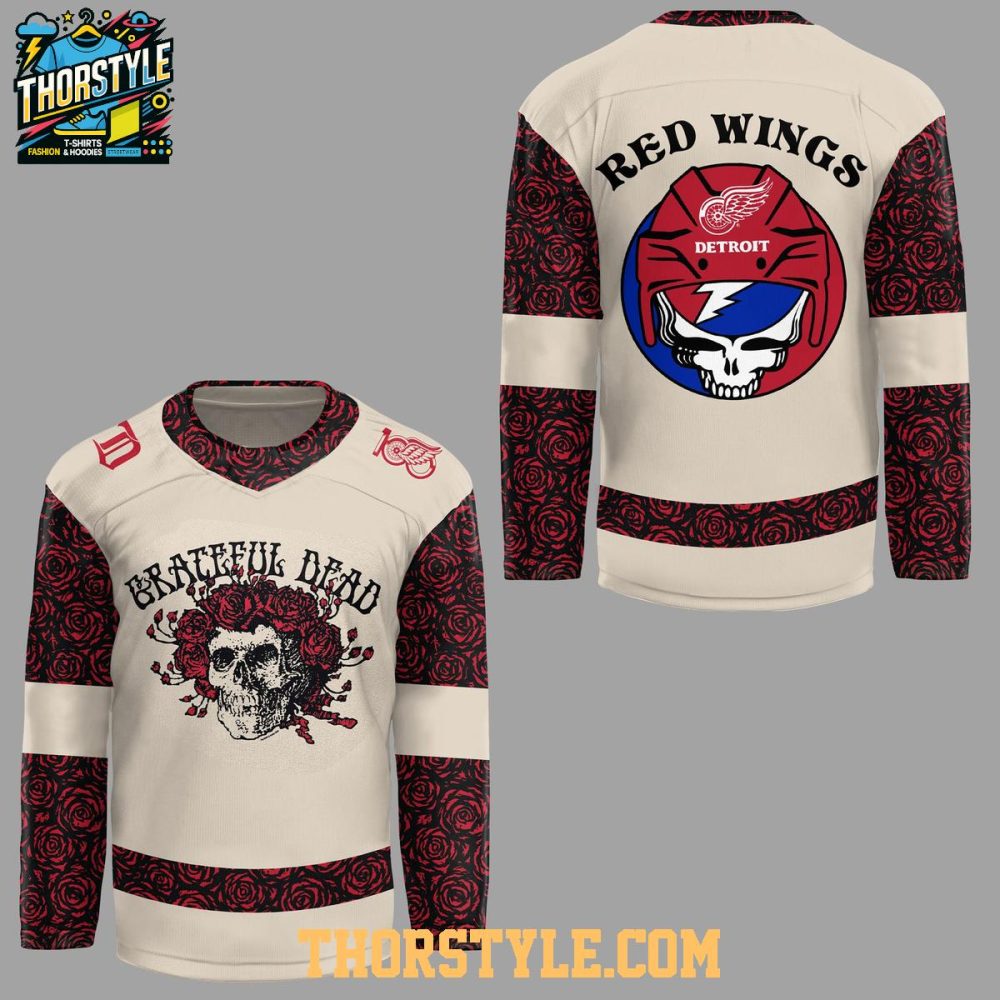 Detroit Red Wings Grateful Dead 1965-2025 Personalized Hockey Jersey - Image 2