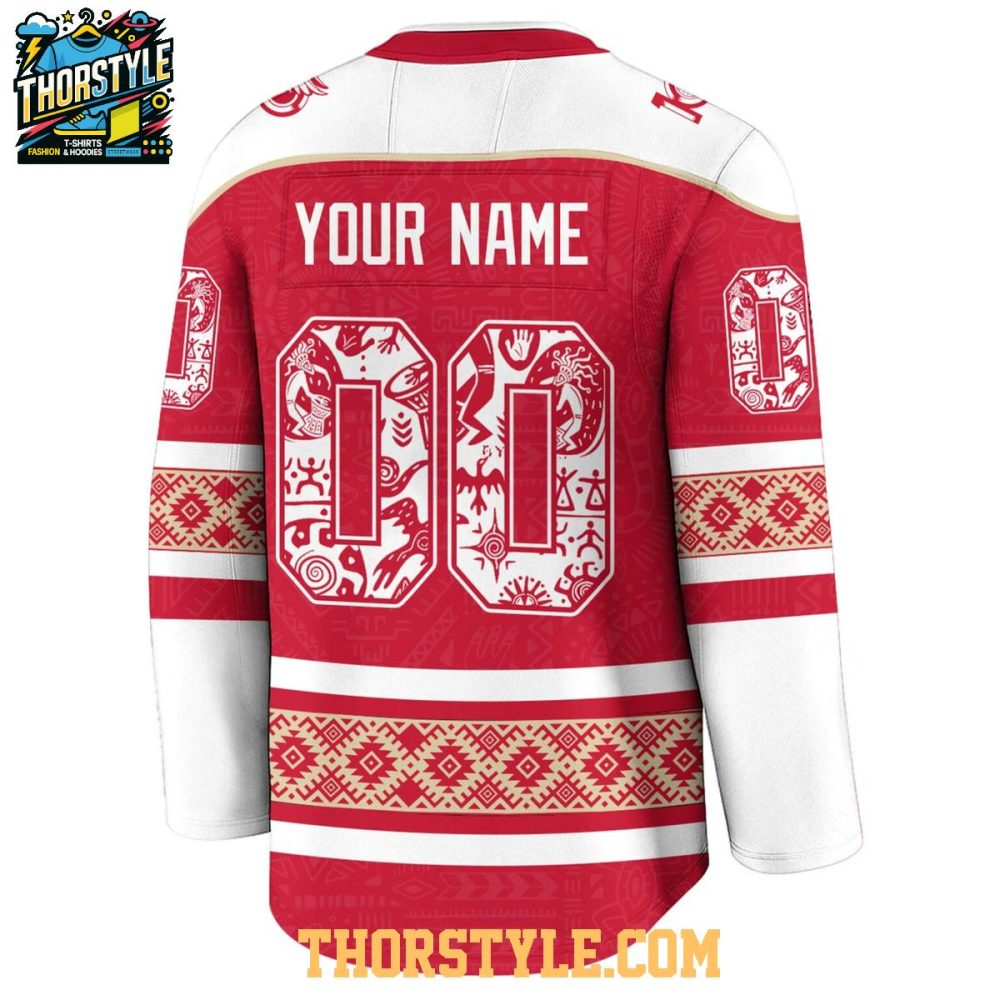 Detroit Red Wings Indigenous People Holiday 2025 Personalized Hockey Jersey - Image 3