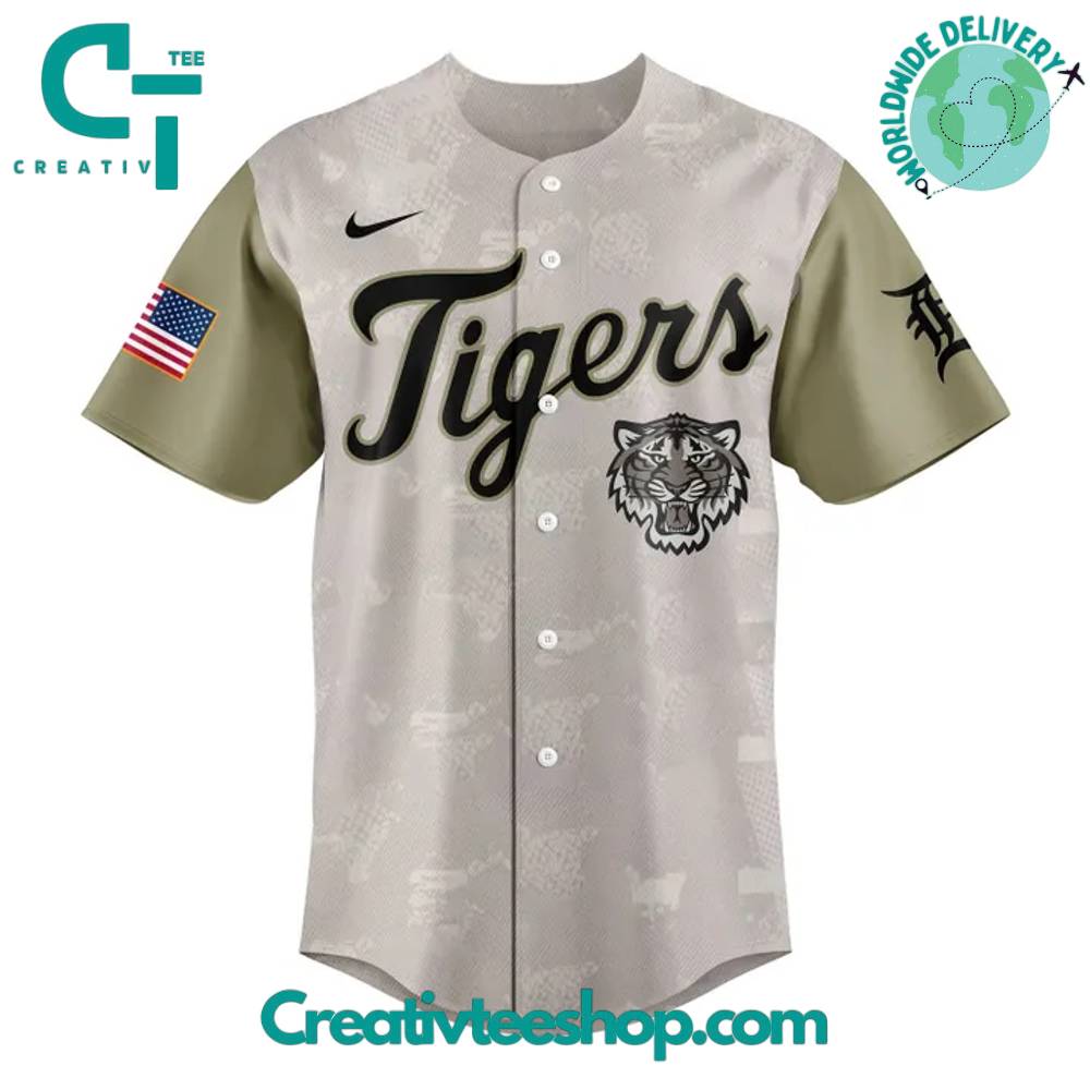 Detroit Tigers 2025 Armed Forces Day Camo Baseball Jersey - Image 2