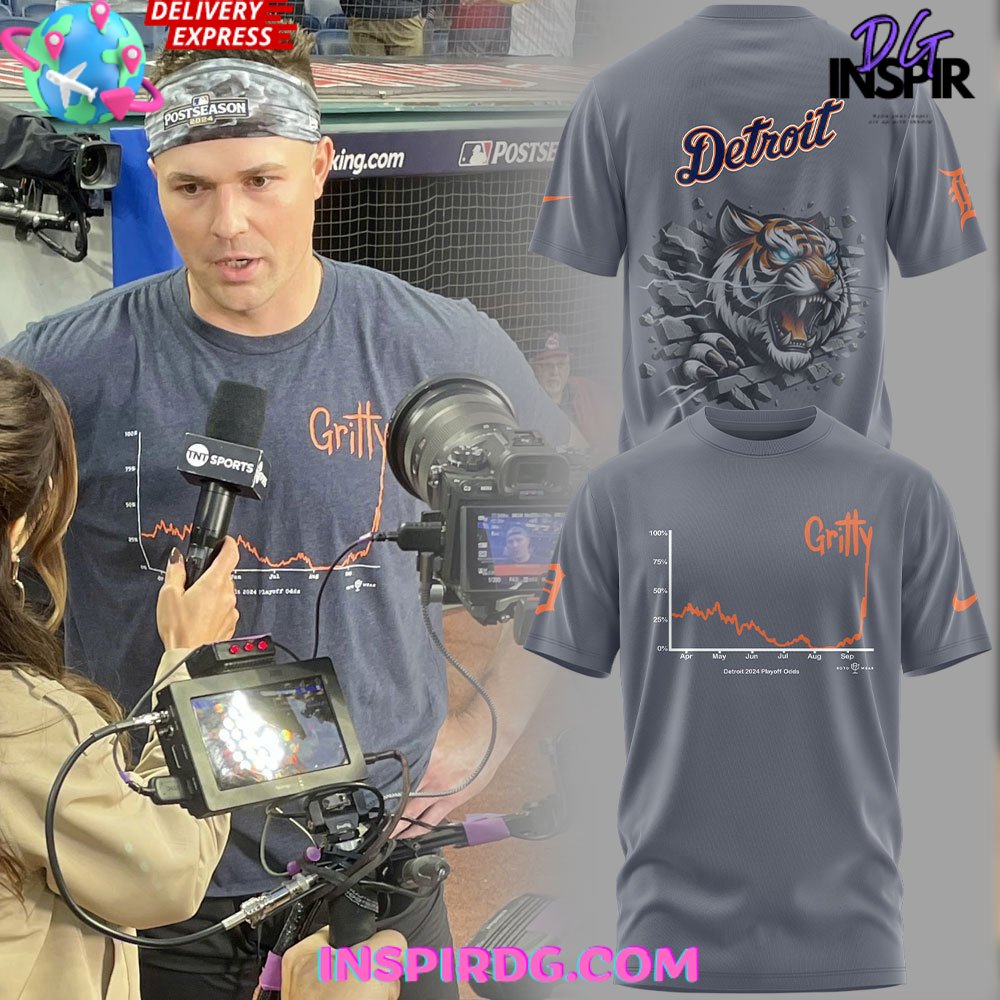 Detroit Tigers Gritty 2024 Gray T-Shirt