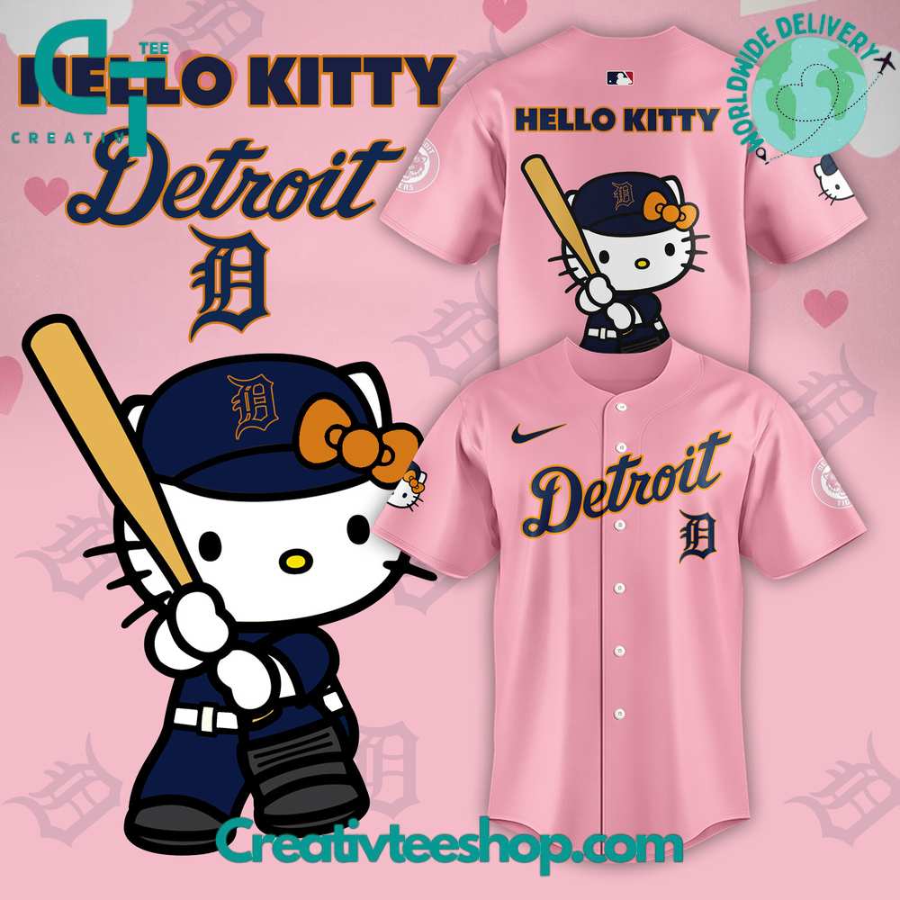 Detroit Tigers Hello Kitty Pink Jersey