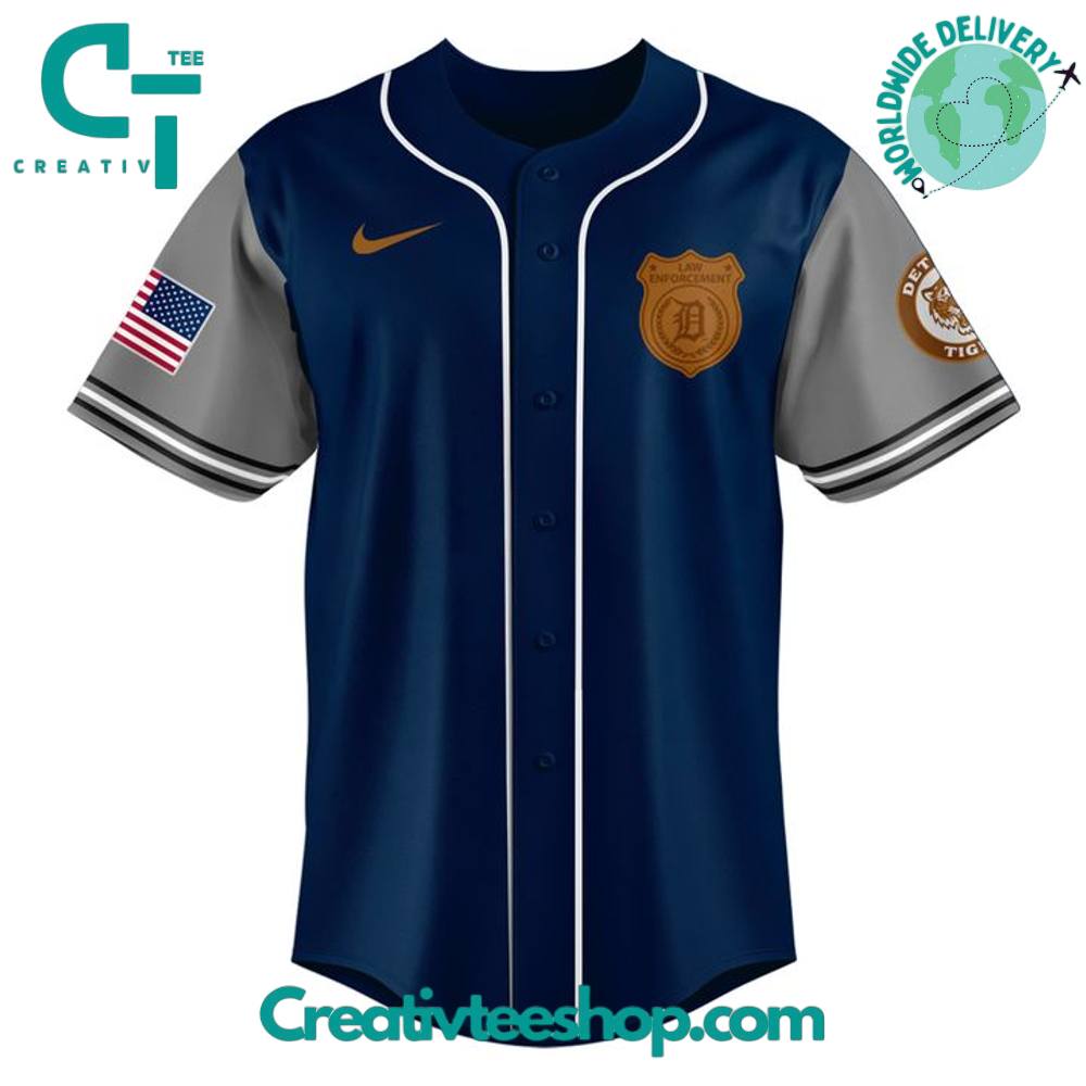 Detroit Tigers Law Enforcement Night 2025 Special Baseball Jersey - Image 2