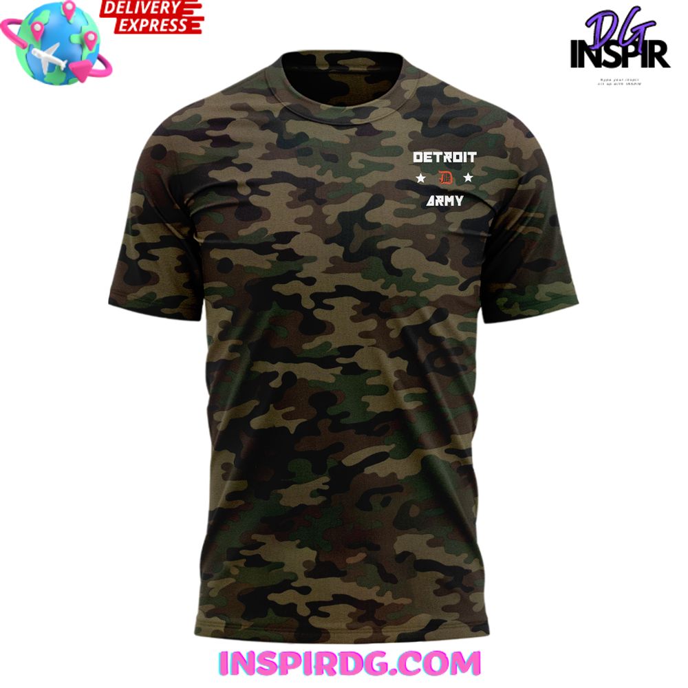Detroit Tigers Salute To Service Army T-Shirt - Image 2