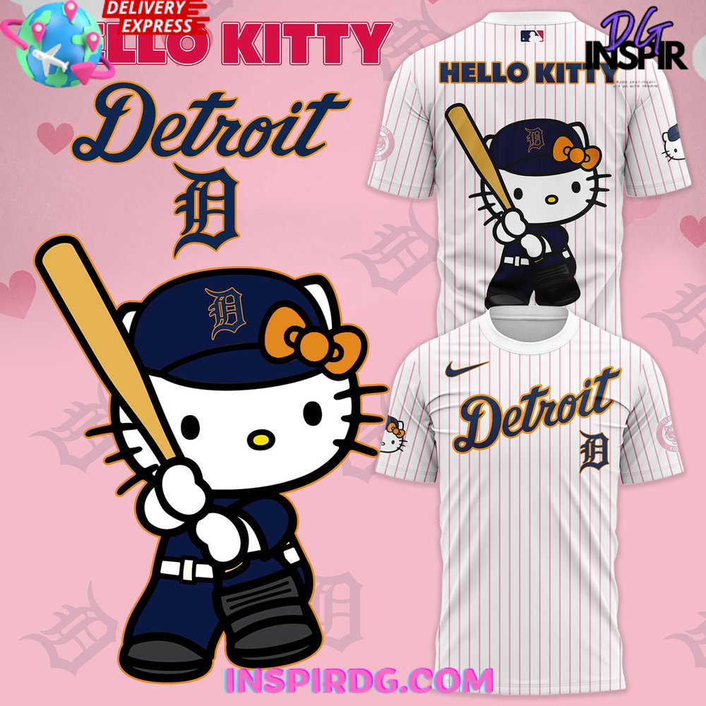 Detroit Tigers X Hello Kitty 2024 Stripe T-Shirt