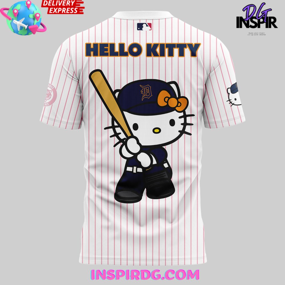 Detroit Tigers X Hello Kitty 2024 Stripe T-Shirt - Image 3