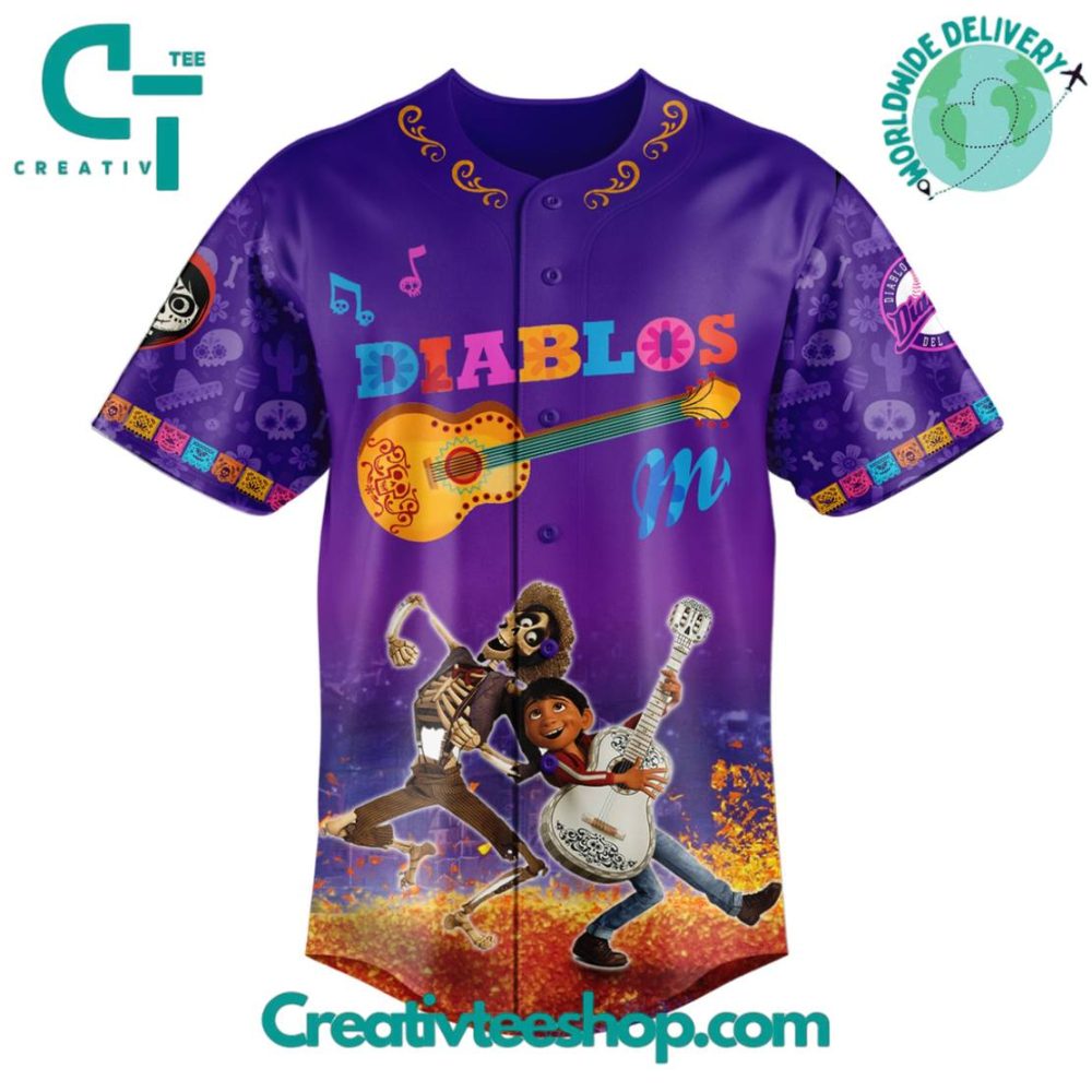 Diablos Rojos Del Mexico X Coco Movie Special Baseball Jersey - Image 2