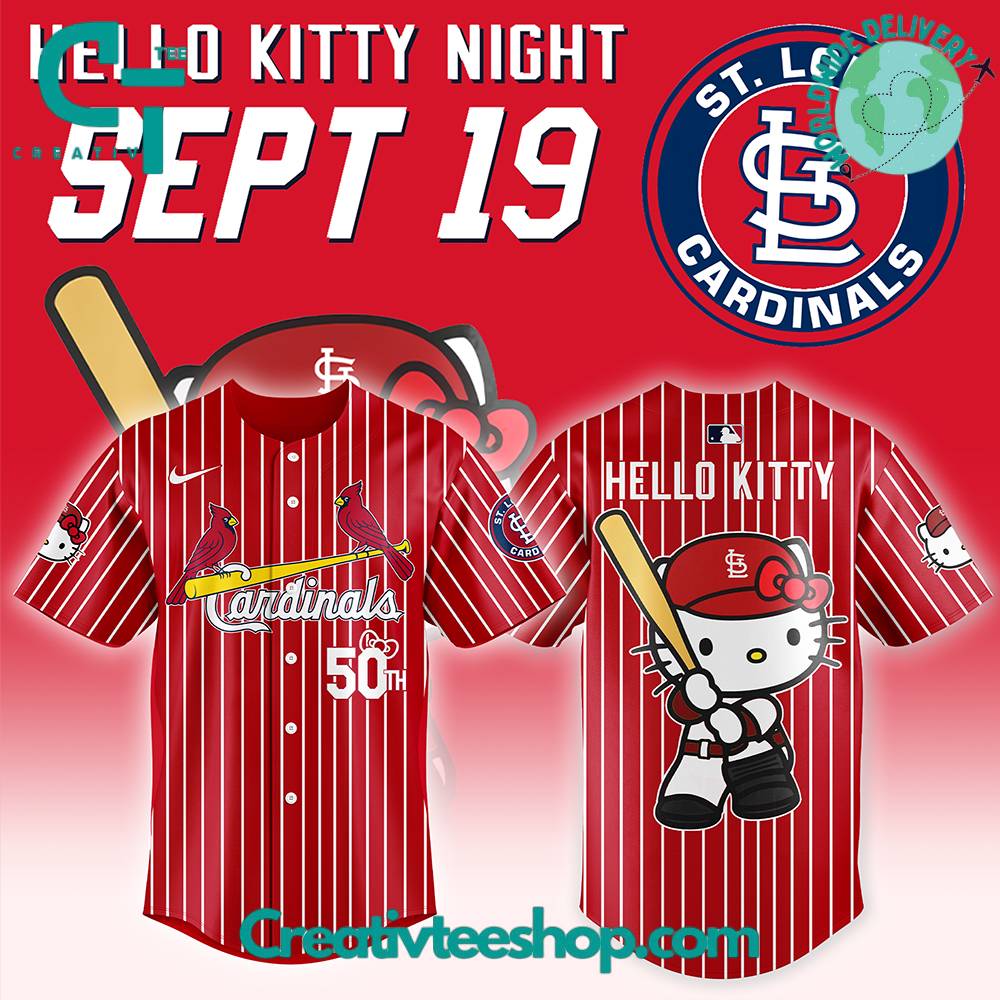 Mlb St. Louis Cardinals Hello Kitty Night Red Stripes Jersey