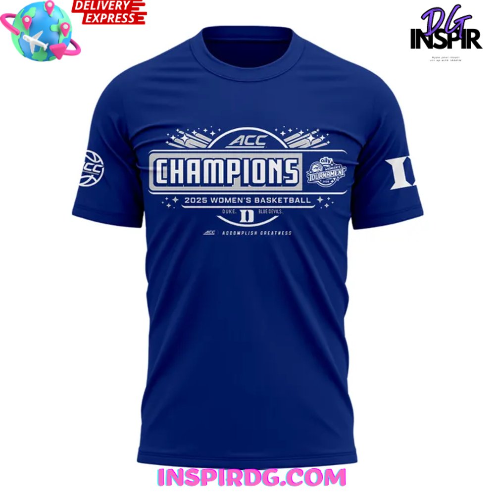Duke Blue Devils 2025 Acc Women’S Basketball Champions T-Shirt - Image 2