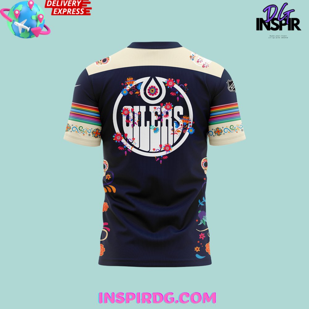 Edmonton Oilers Dia De Los Muertos 2024 T-Shirt - Image 3