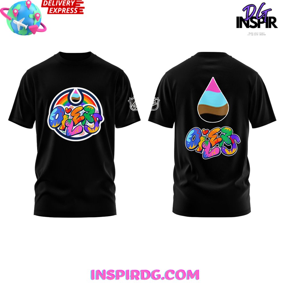 Edmonton Oilers X Pride Heritage Night Black T-Shirt - Image 2