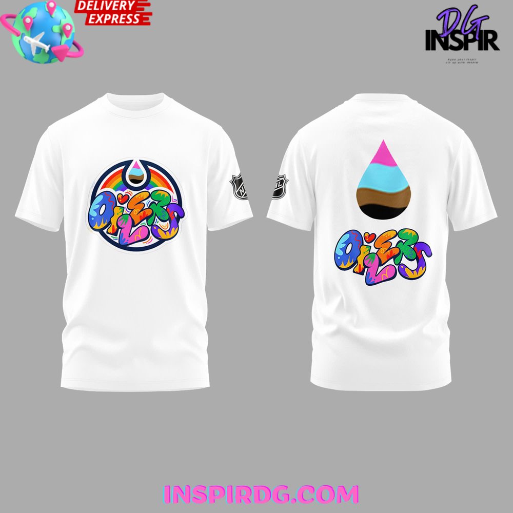 Edmonton Oilers X Pride Heritage Night White T-Shirt - Image 2