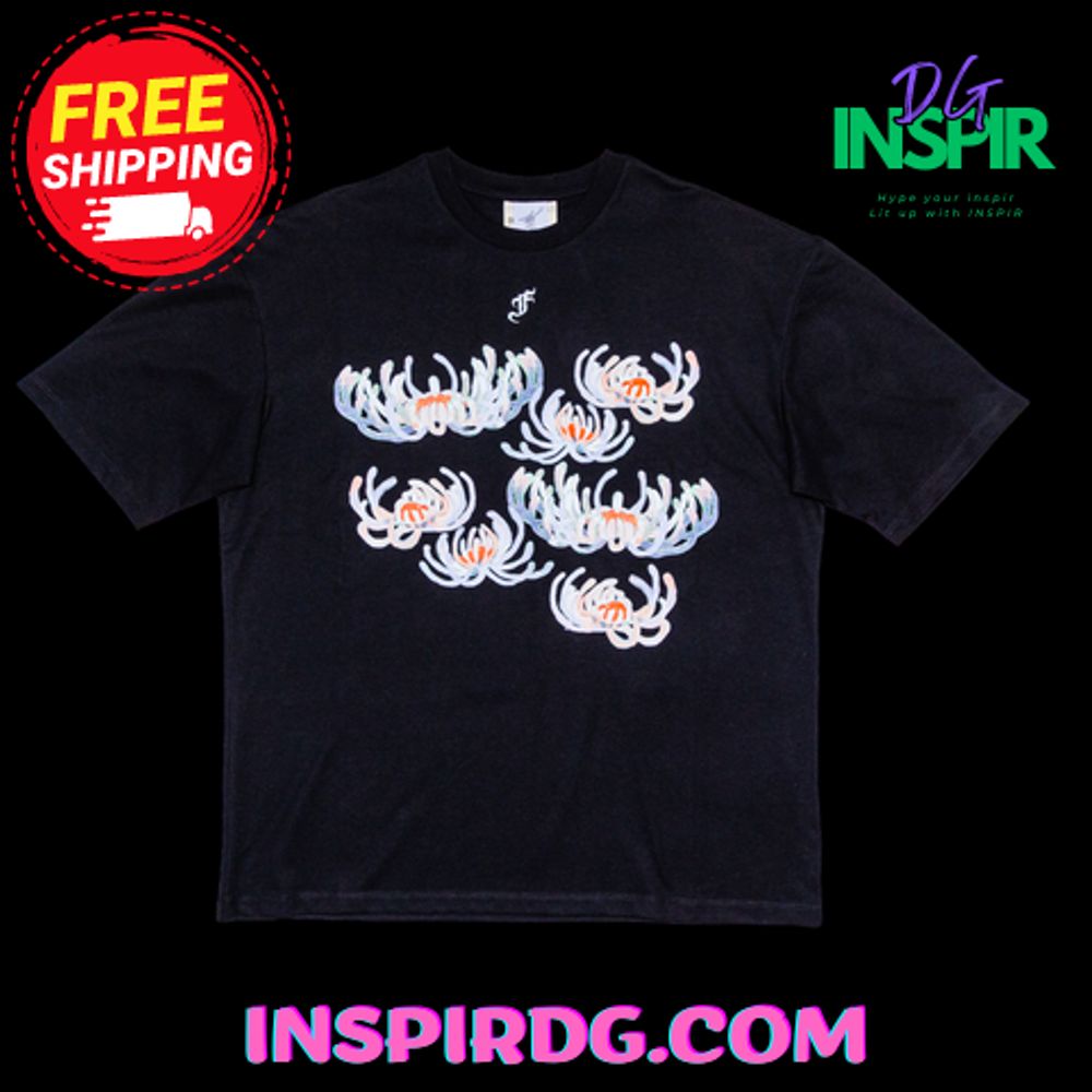 Florania Flowers Black T-Shirt - Image 3